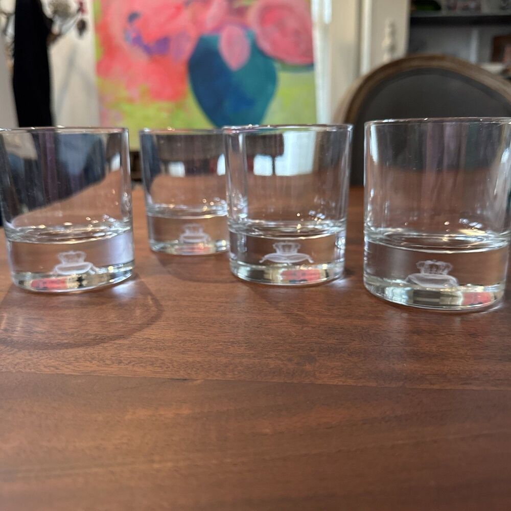 Crown Royal 3D Hologram Whiskey Rocks Bar Glasses Set of 4 Heavy Base